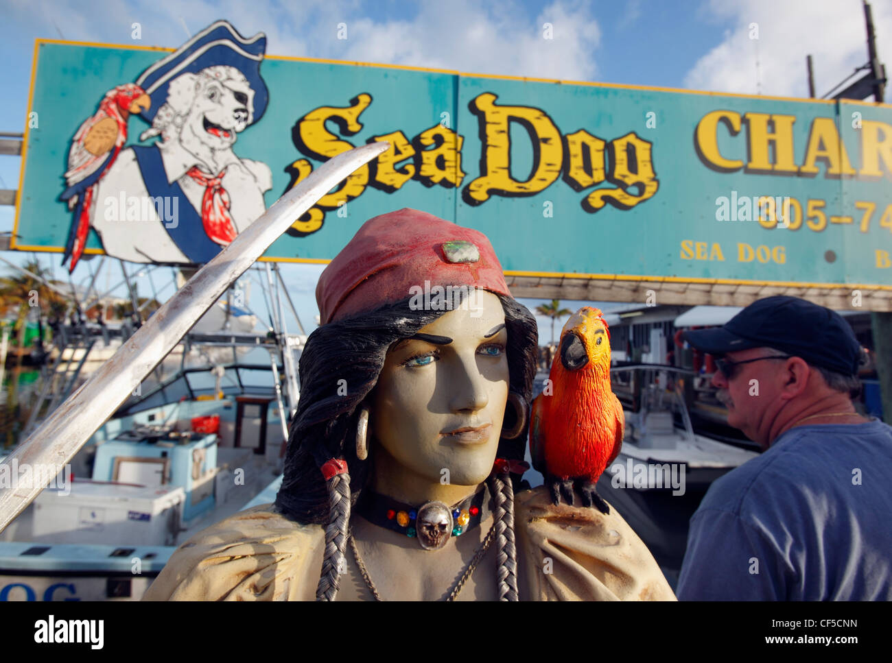 Mannequin vor einer Charta Fangeinsatz Marathon Key, Florida Stockfoto