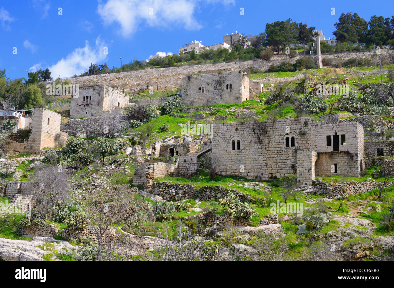 Lifta, ein Jerusalem-Dorf, das von den Palästinensern während des israelischen Unabhängigkeitskrieges aufgegeben wurde. Stockfoto
