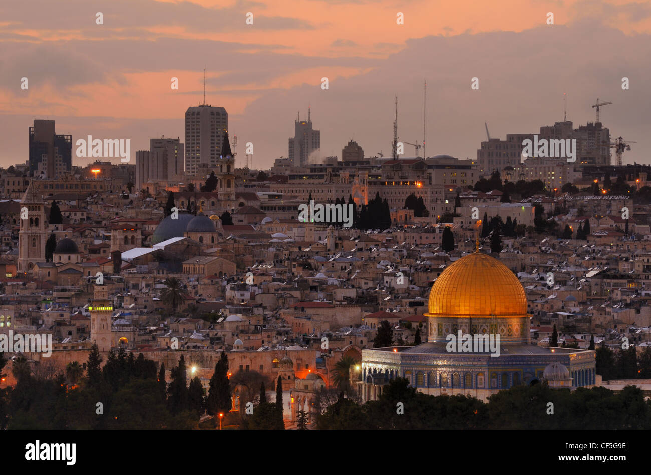 Skyline von der alten Stadt von Jerusalem, Israel. Stockfoto