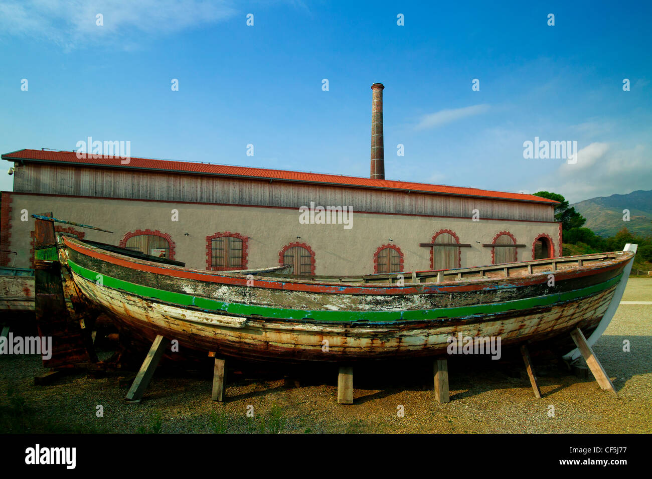 Ort der Paulilles, Boot-Manufaktur, Pyrenäen Orientales, Frankreich Stockfoto