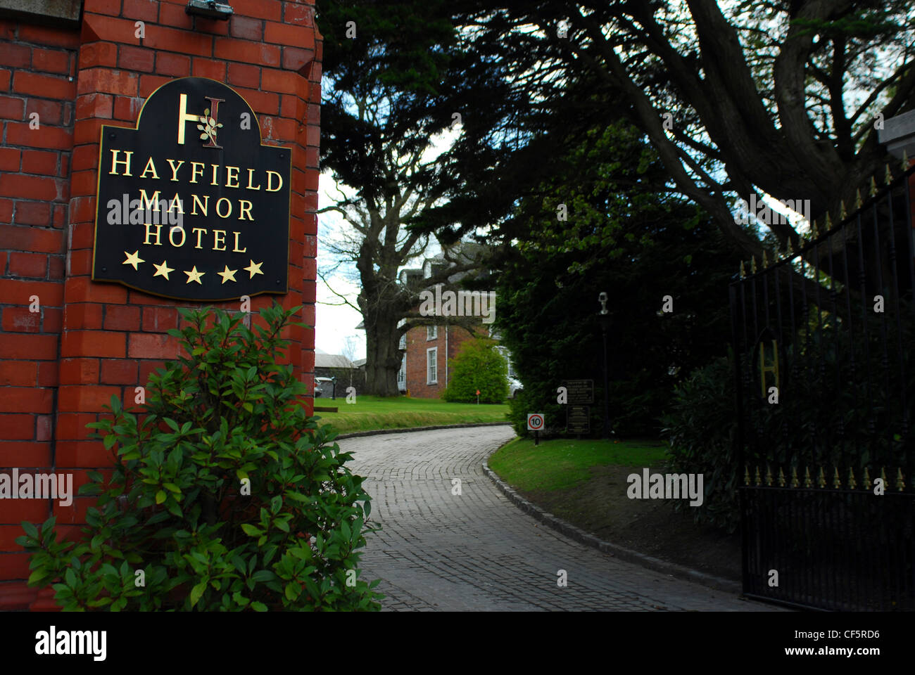 Der Eingang zu der zu Hayfield Manor Hotel in Cork. Stockfoto