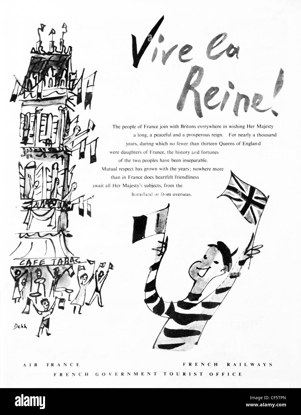 Urlaub-Werbung für Frankreich im Jahre 1953 Stockfoto