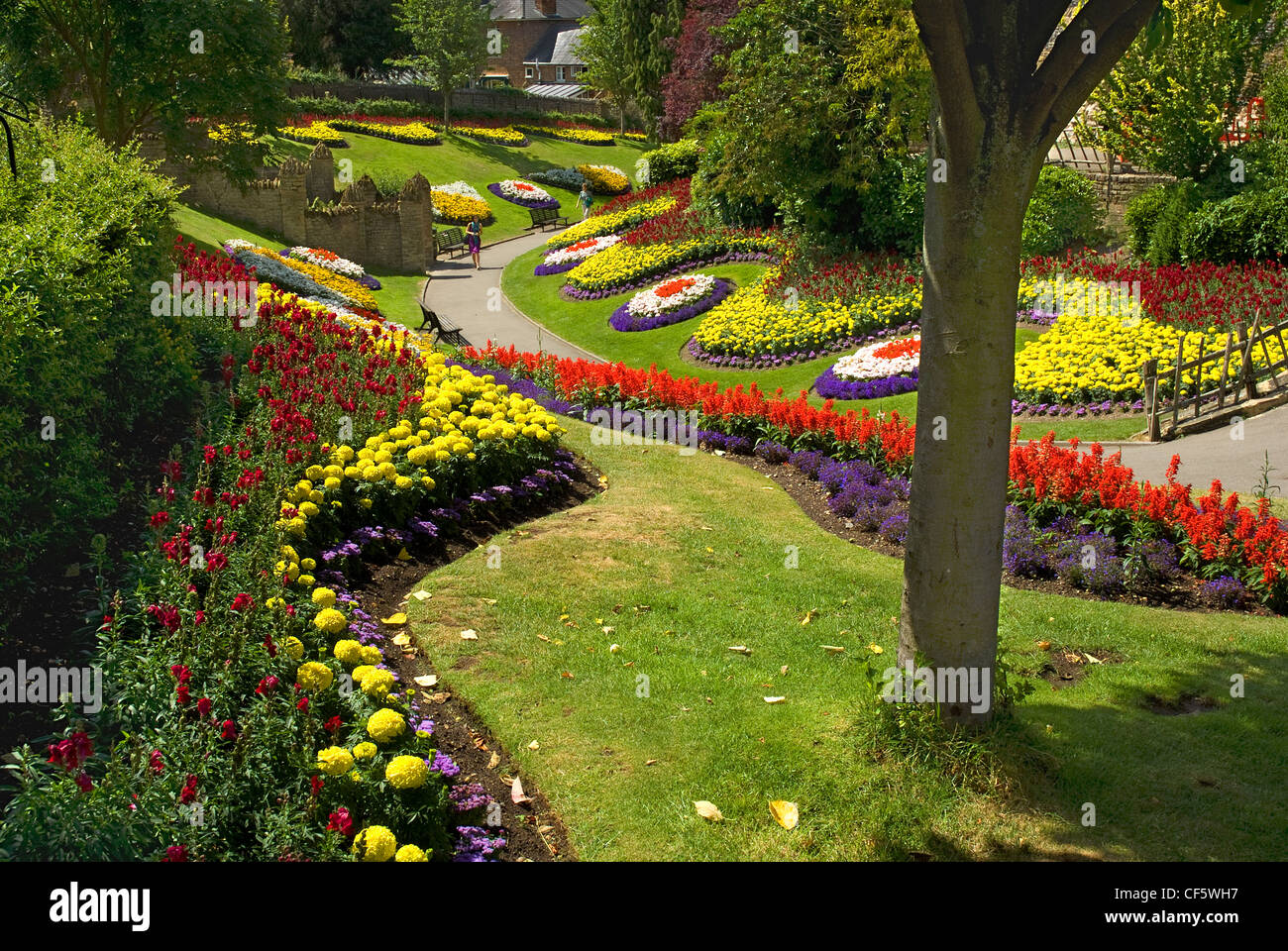 Atemberaubende florale zeigt auf dem Gelände des Guildford Castle. Stockfoto