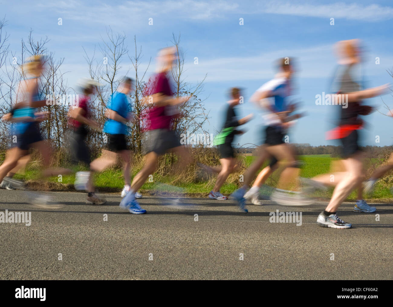 Teilnahme an der Brentwood halb-Marathon-Läufer. Stockfoto