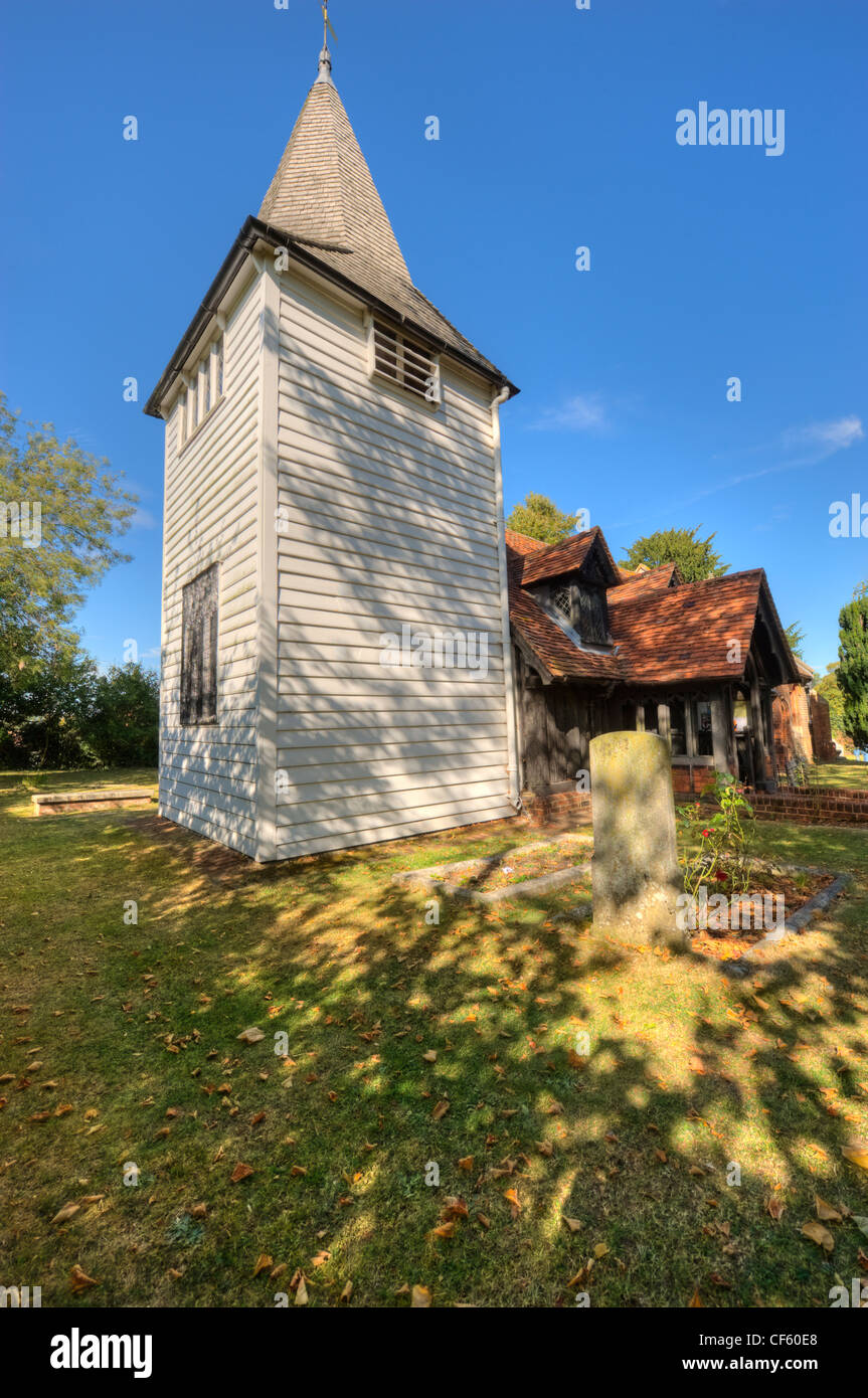 St. Andreas-Kirche in Greenstead, in der Nähe von Chipping Ongar, die älteste Holzkirche in der Welt und wahrscheinlich das älteste hölzerne bu Stockfoto