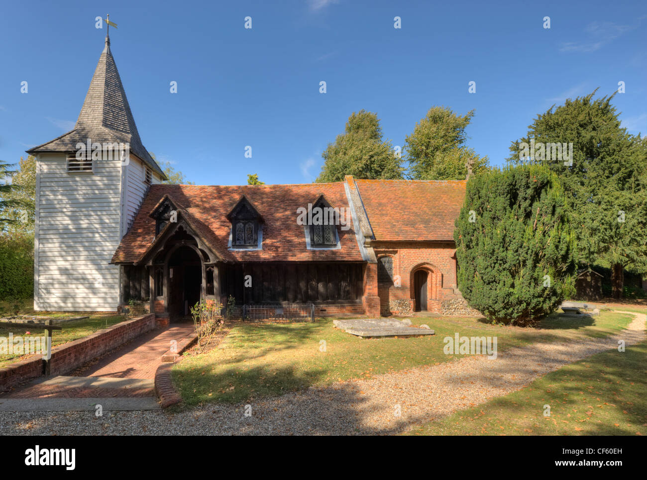 St. Andreas-Kirche in Greenstead, in der Nähe von Chipping Ongar, die älteste Holzkirche in der Welt und wahrscheinlich das älteste hölzerne bu Stockfoto
