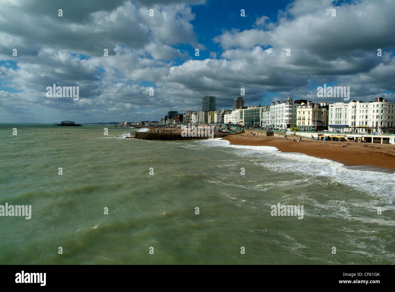 Blick auf den Strand von Brighton. Stockfoto