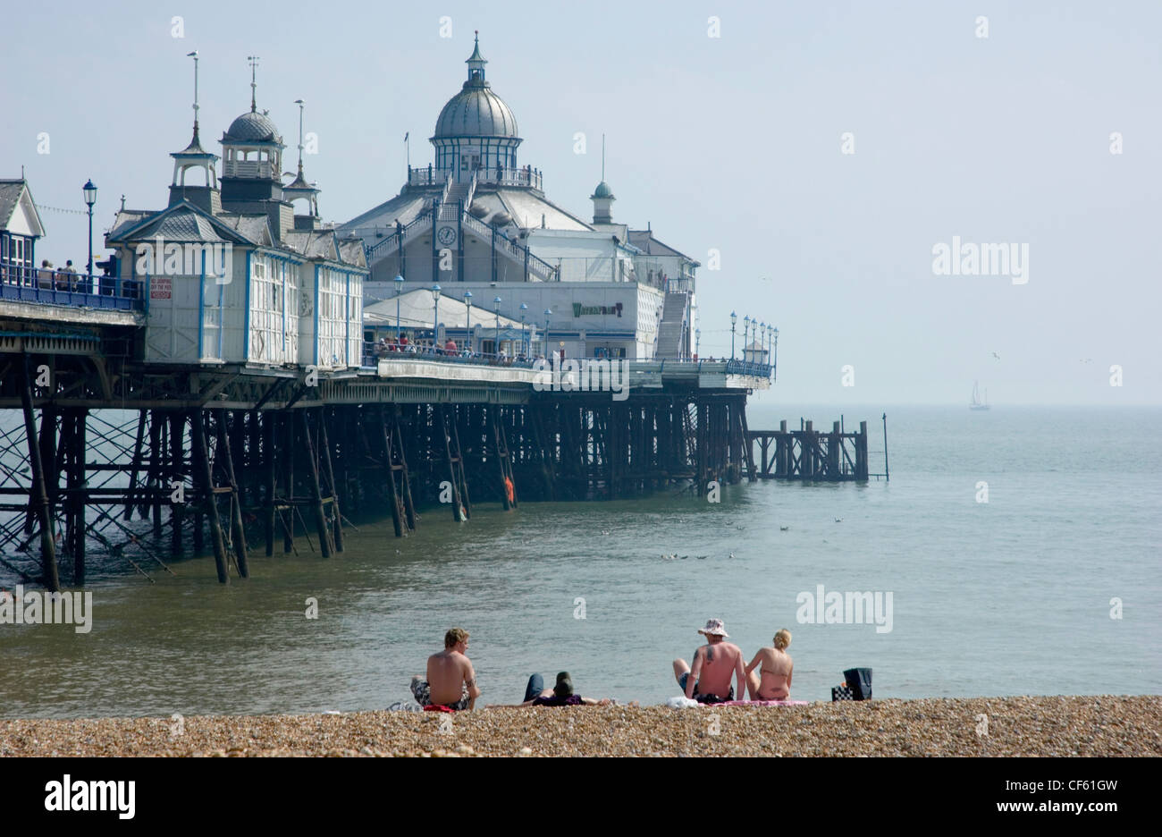 Ein Blick in Richtung Eastbourne Pier. Stockfoto