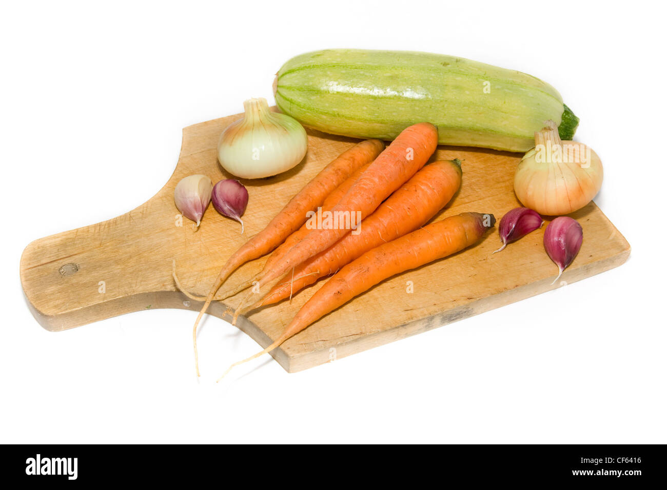 frisches Gemüse auf Holztisch nach Markt Stockfoto