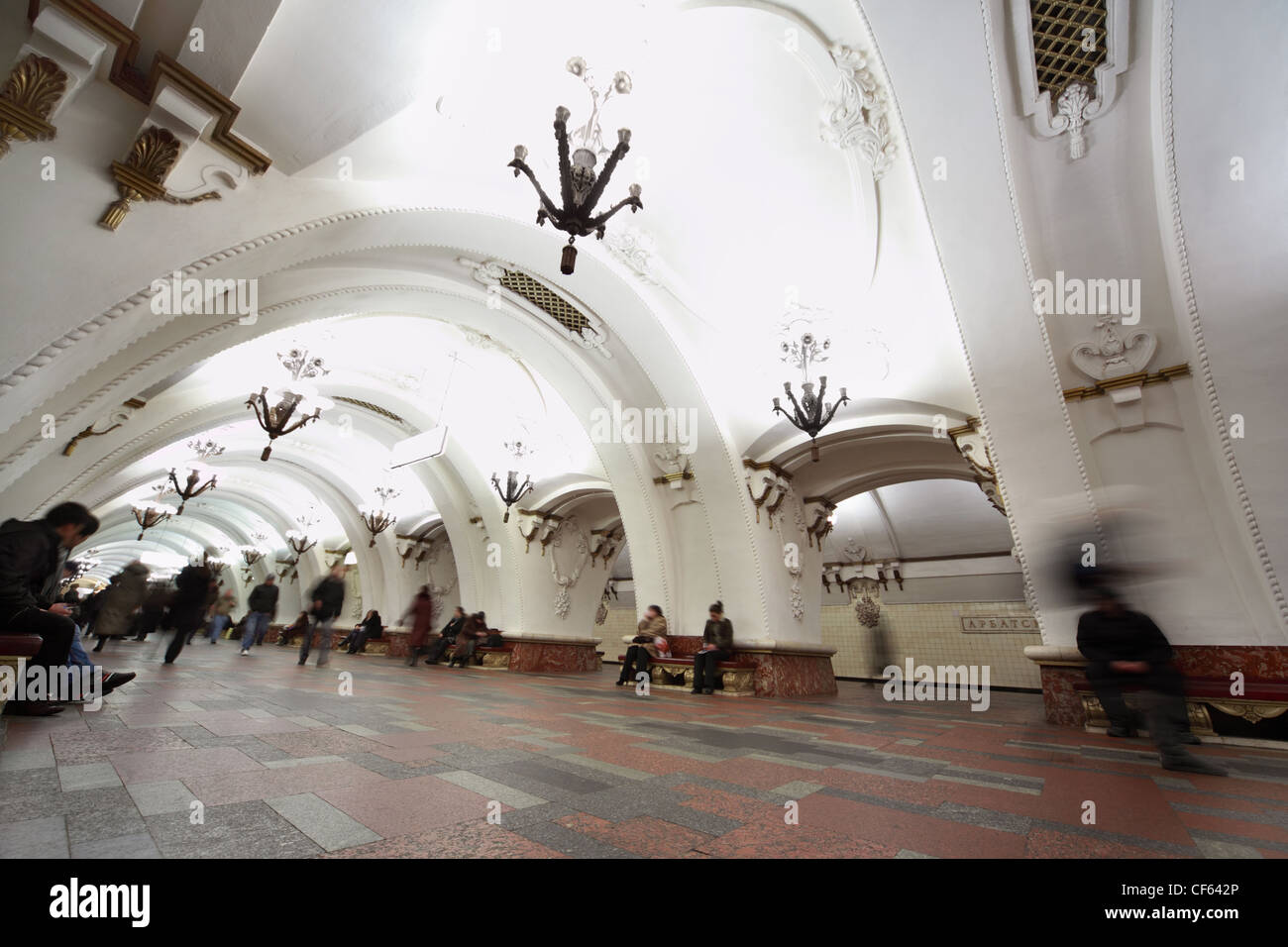 Moskau - Februar 2: nationale Architektur Denkmal - Metrostation Arbatskaja, Seitenansicht, 2. Februar 2010 in Moskau, Russland Stockfoto