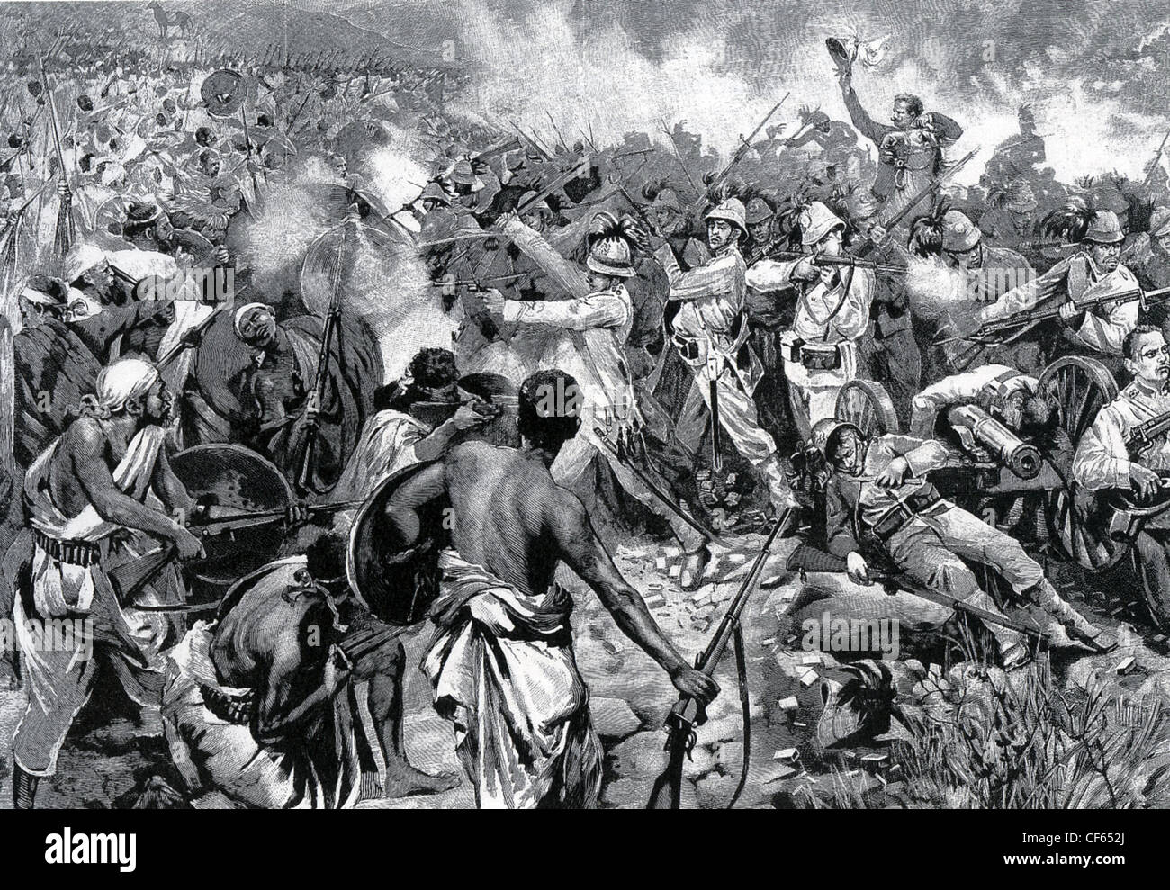 Schlacht von ADOWA 1896 italienische Truppen sind durch äthiopische Truppen umgeben. Stockfoto
