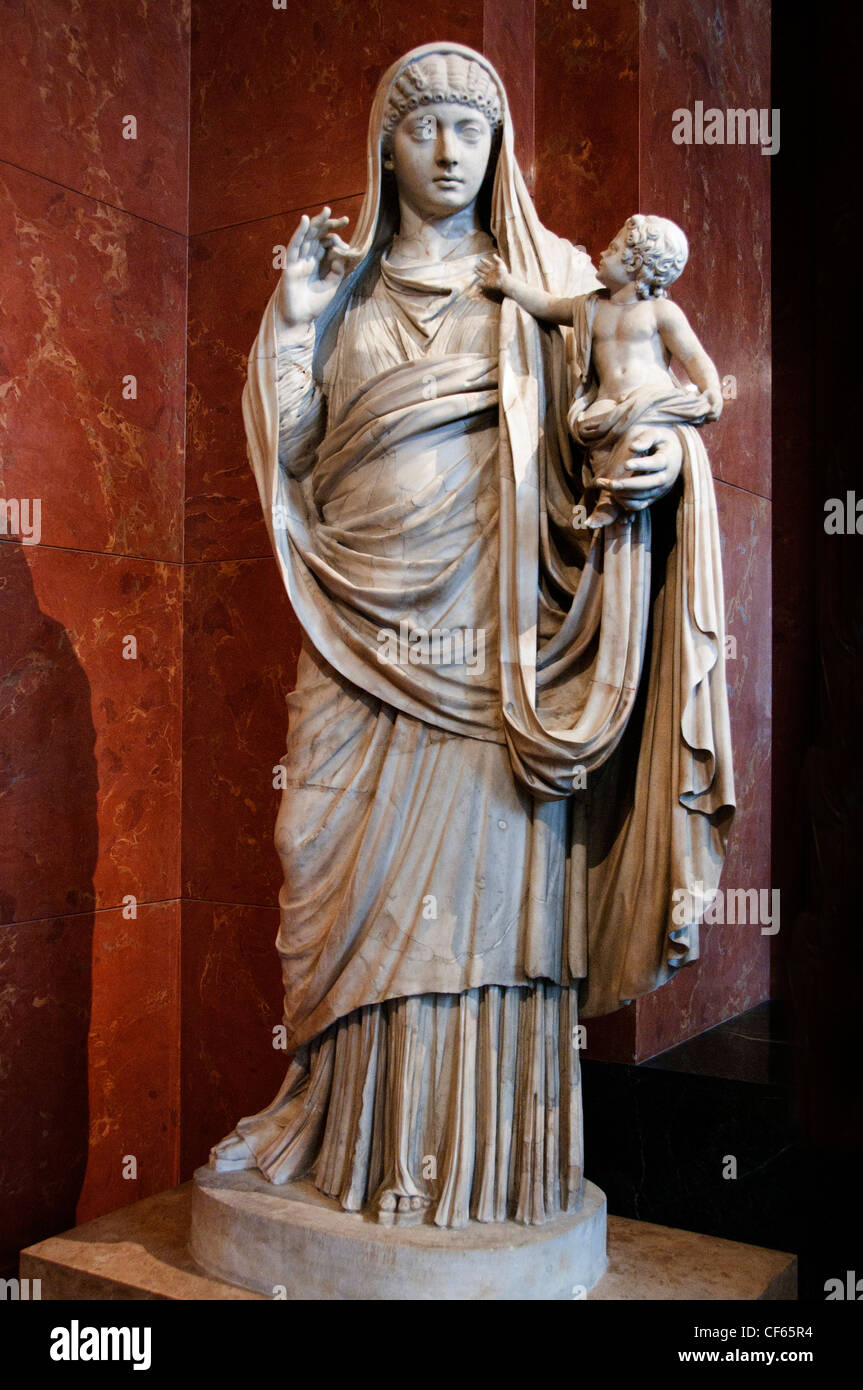 Kaiserin Messalina Frau Kaiser Claudius, hält Britannicus 45 AD Rom Roman Stockfoto