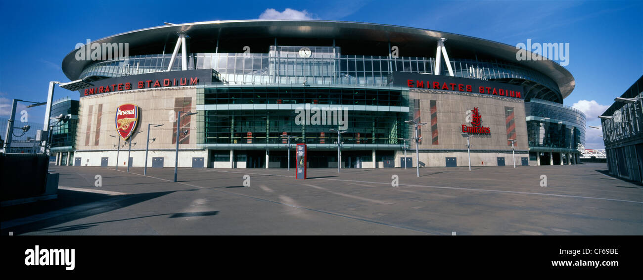 Außenansicht des Emirates Stadium, die Heimat von Arsenal Football Club. Im Juli 2006 eröffnet, wurde das Stadion gebaut b Stockfoto