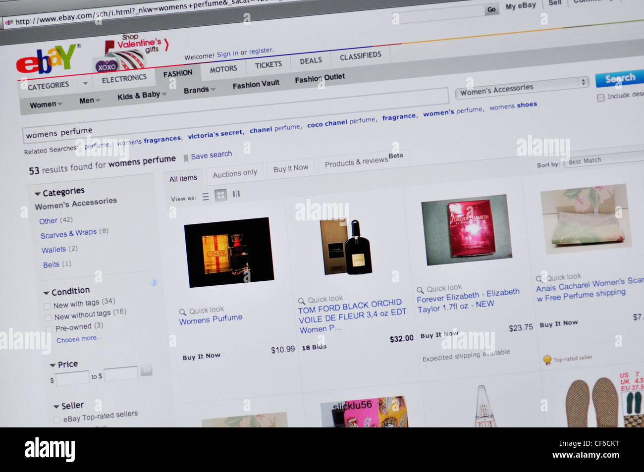 EBay-Website - Parfums Stockfoto
