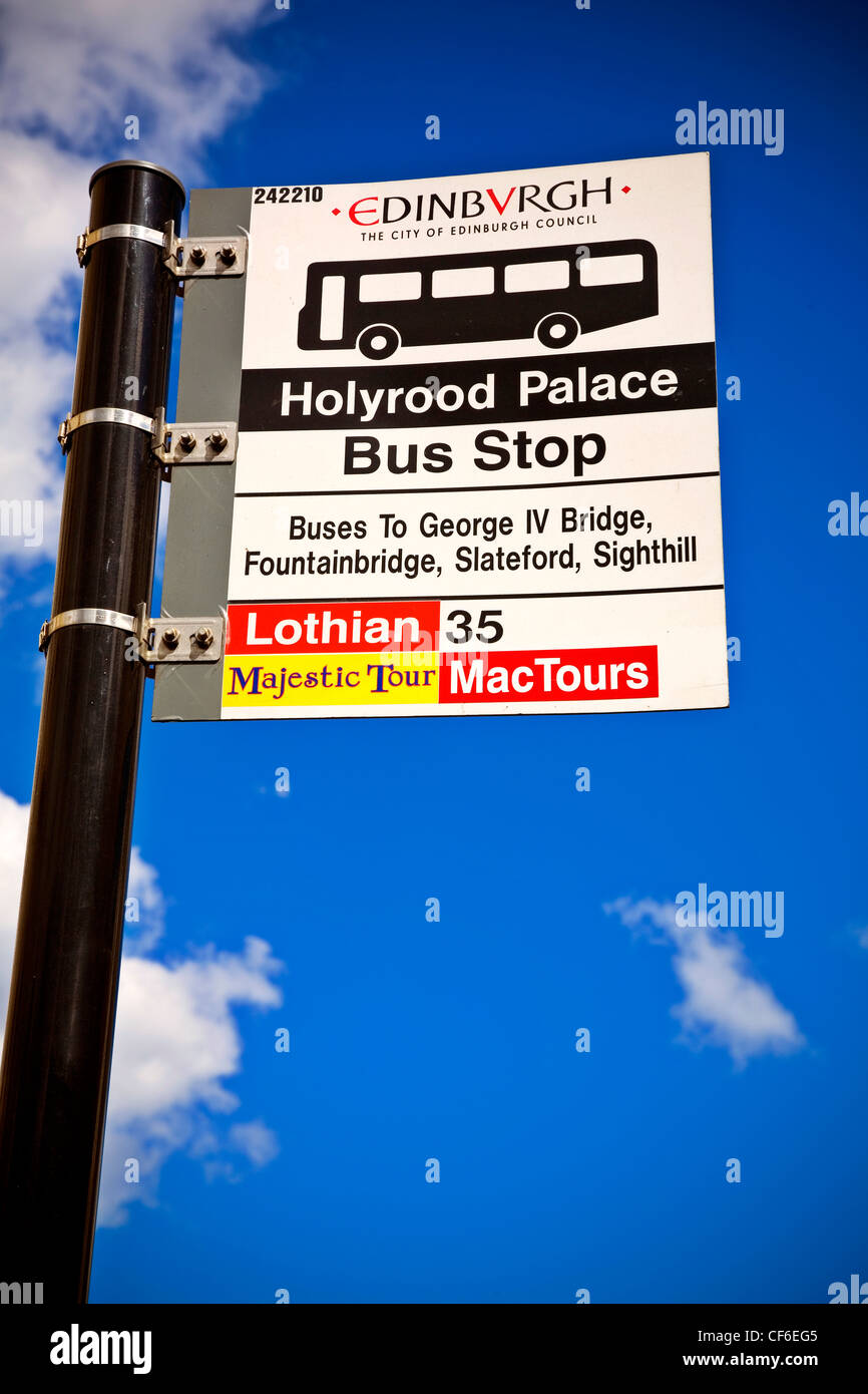 Detail von einem Bus Stop-Schild. Stockfoto