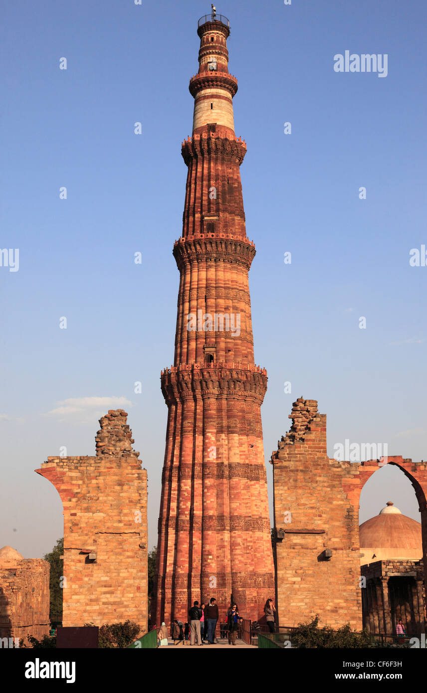 Indien, Delhi, Qutb Minar, Minarett, Turm des Sieges, Stockfoto