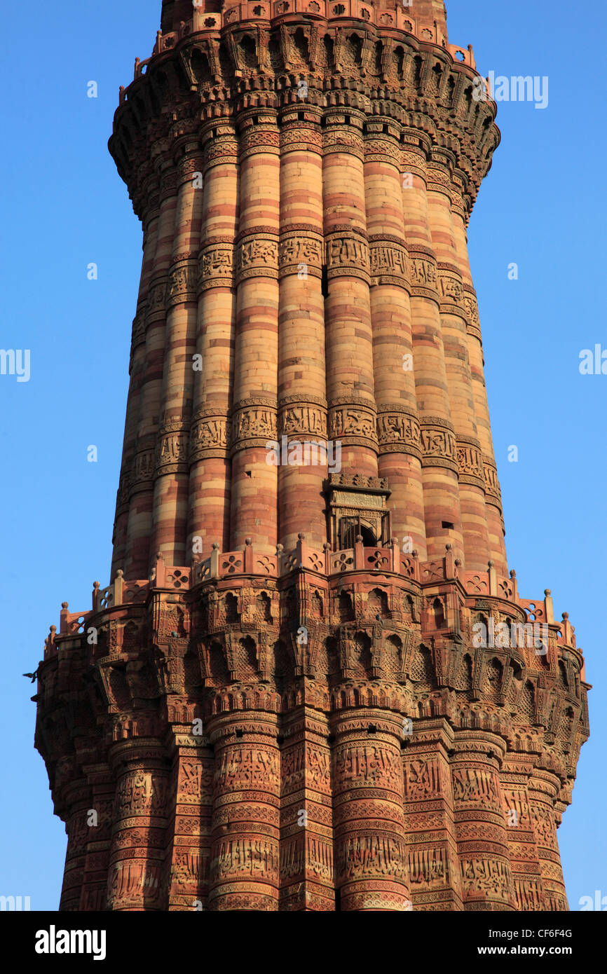 Indien, Delhi, Qutb Minar, Minarett, Turm des Sieges, Stockfoto