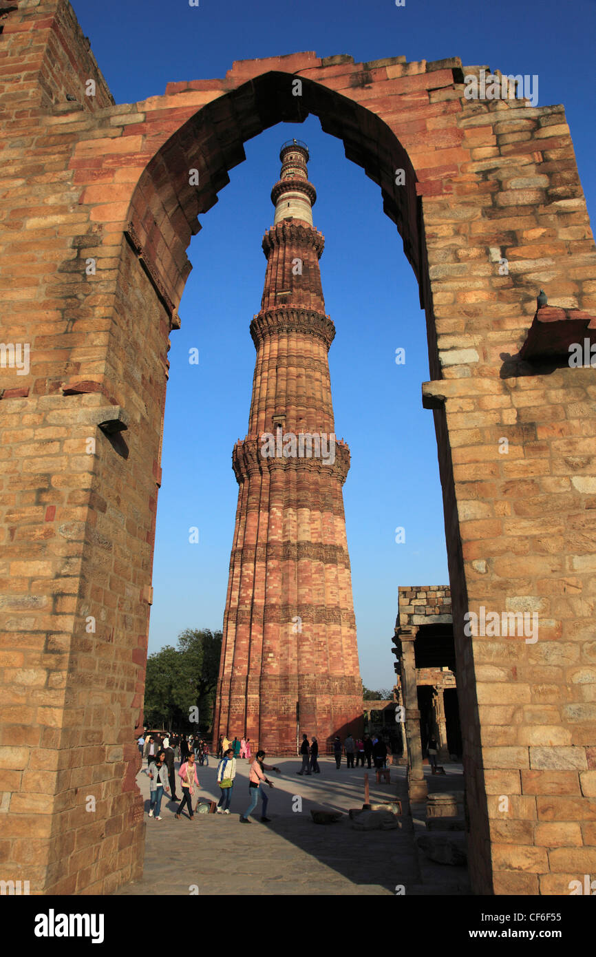 Indien, Delhi, Qutb Minar, Minarett, Turm des Sieges, Stockfoto