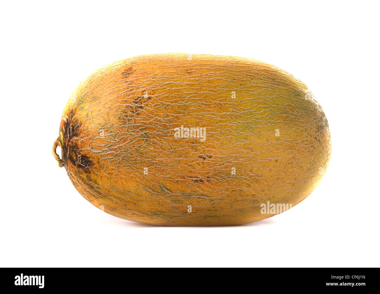Reife golden Melone isoliert auf weißem Hintergrund Stockfoto