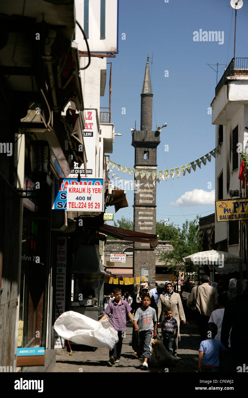 Kasim Padisah Cami oder die Four-Legged Minarett Moschee, Diyarbakir, Südosten der Türkei Stockfoto