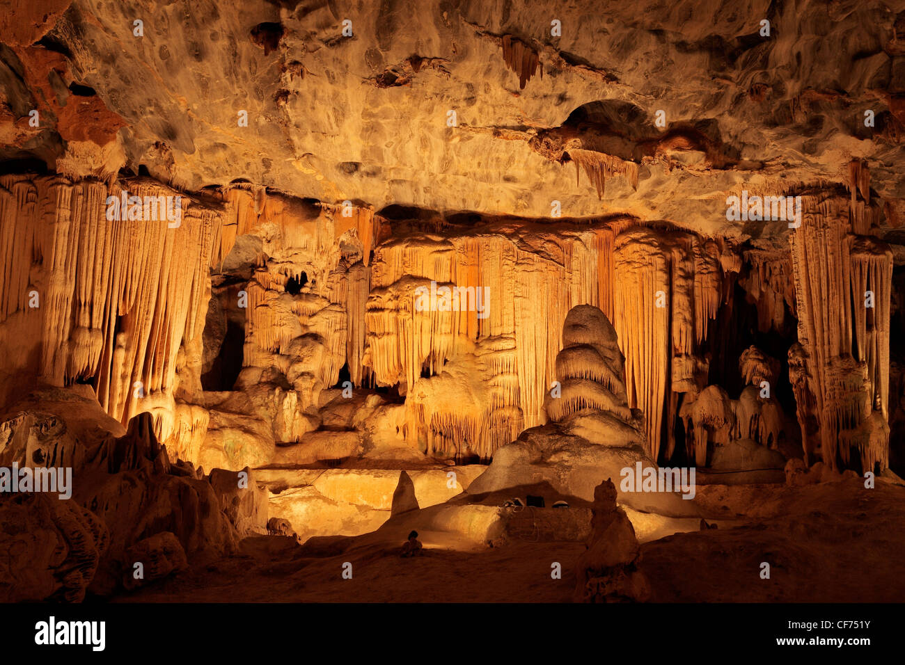 Kalkstein-Formationen in der Hauptkammer der Cango caves, Südafrika Stockfoto