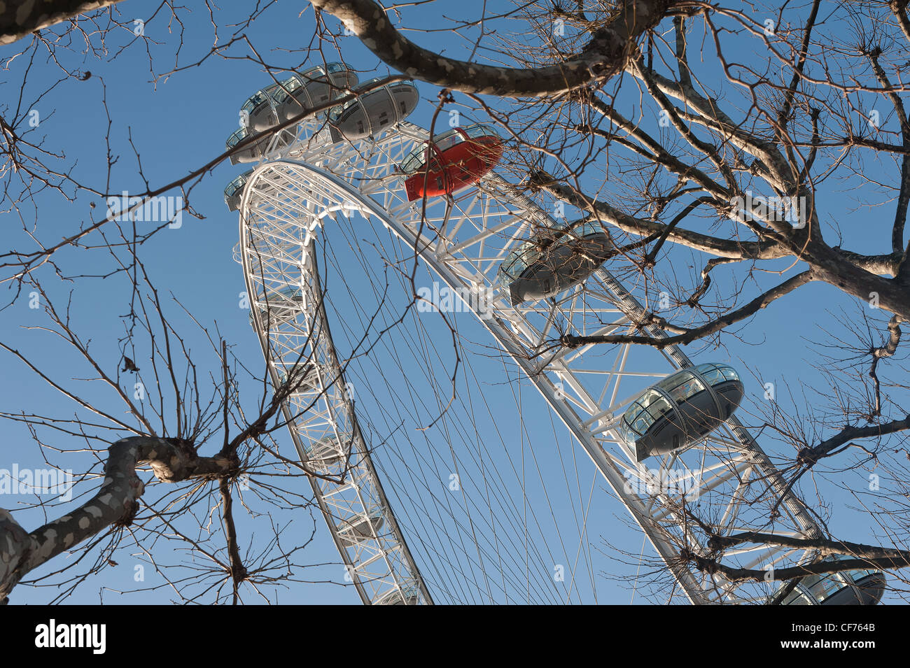 Detail der EDF Energie British Airways London Eye Millennium Wheel England South Bank Stockfoto