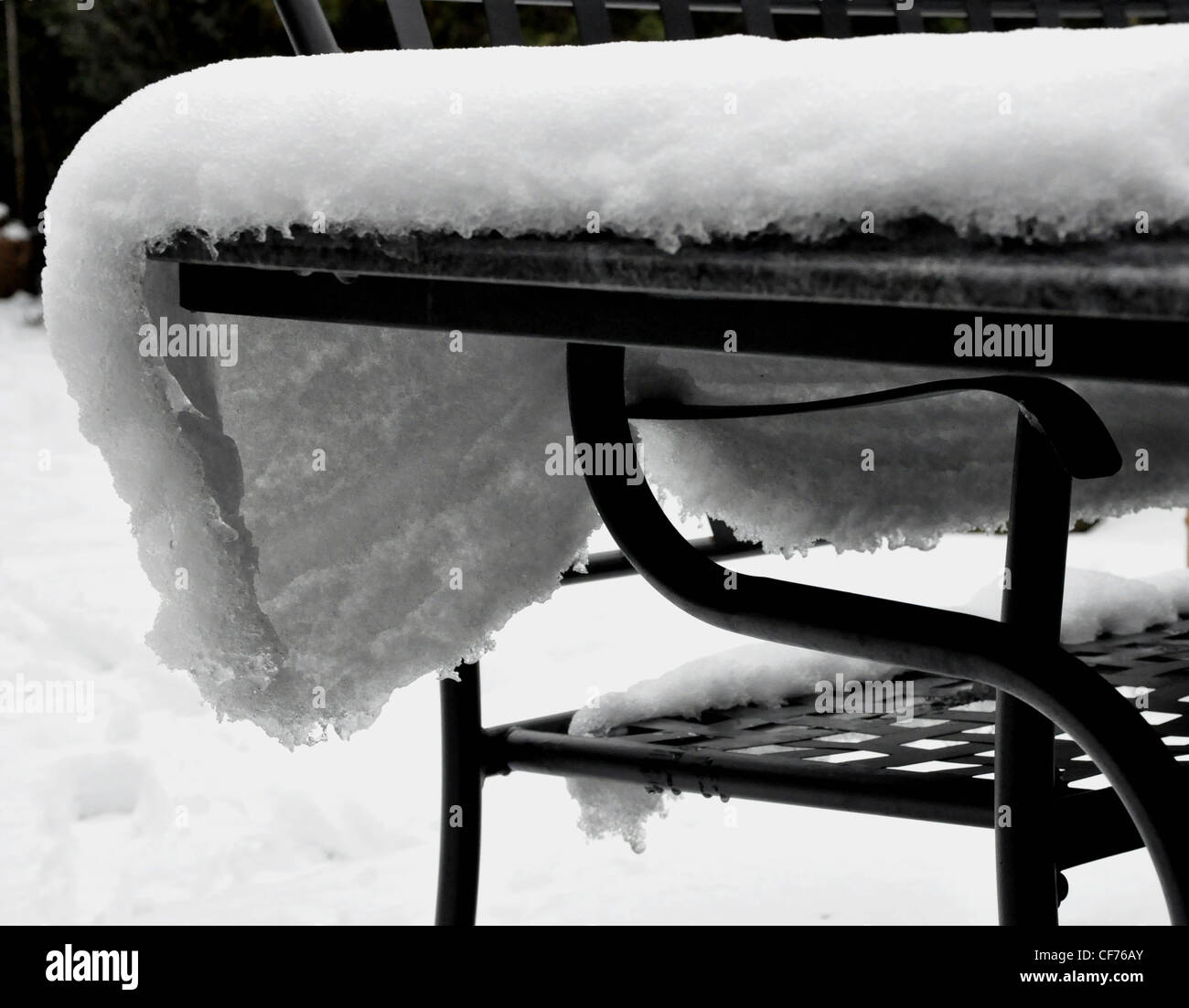 Schnee-Tischdecke Einfrieren Effekte Stockfoto