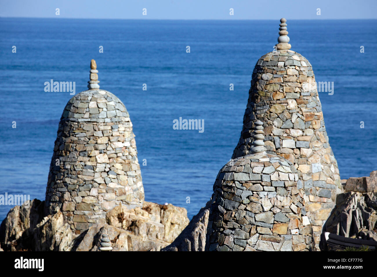 Cairns in Haedong Yonggungsa buddhistischen Tempel in Busan, Südkorea Stockfoto