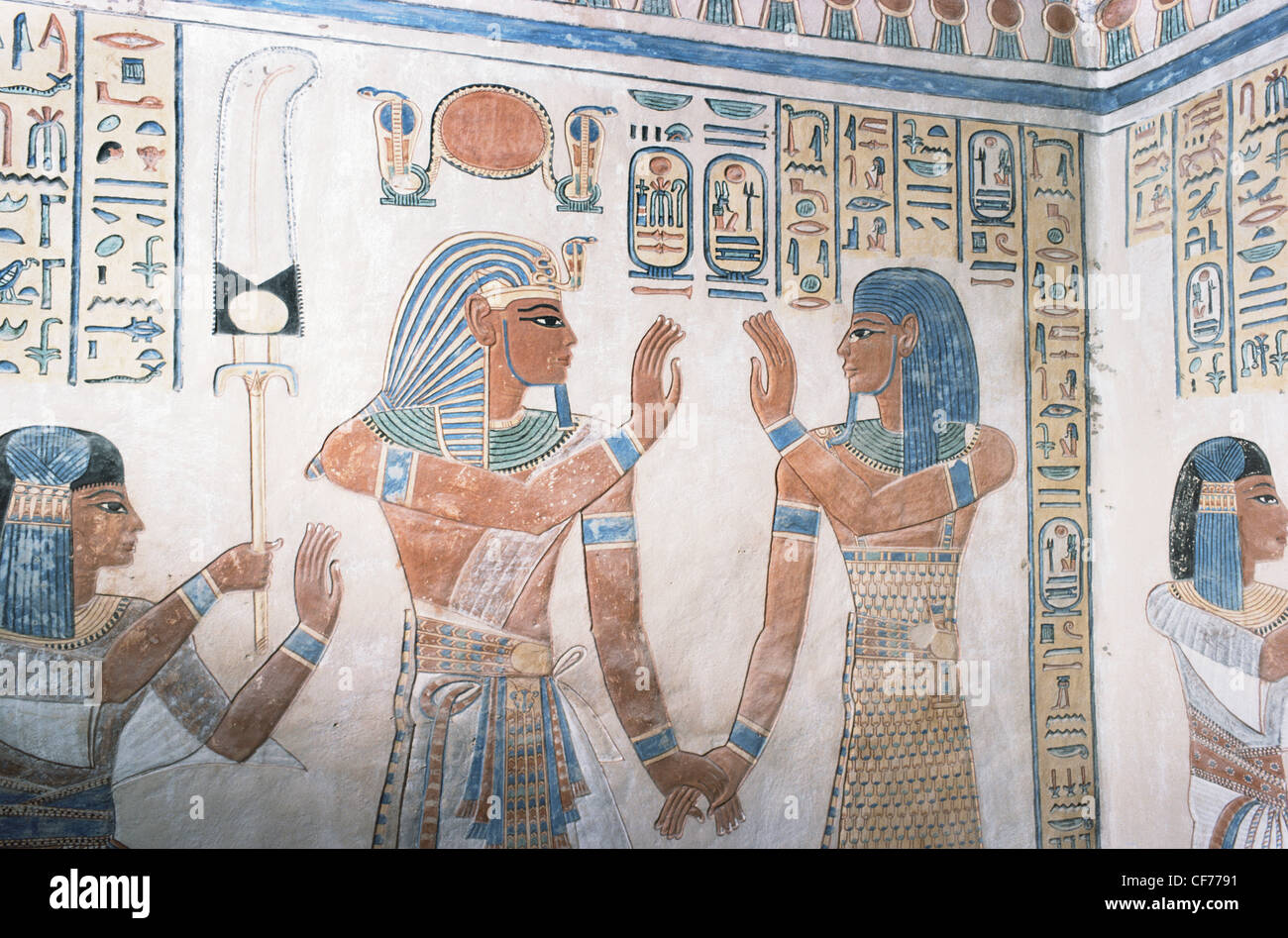 Malerei im Grab des Prinzen Amen-Khopshef Tal der Königinnen Theben Luxor Westbank Altägyptens Stockfoto