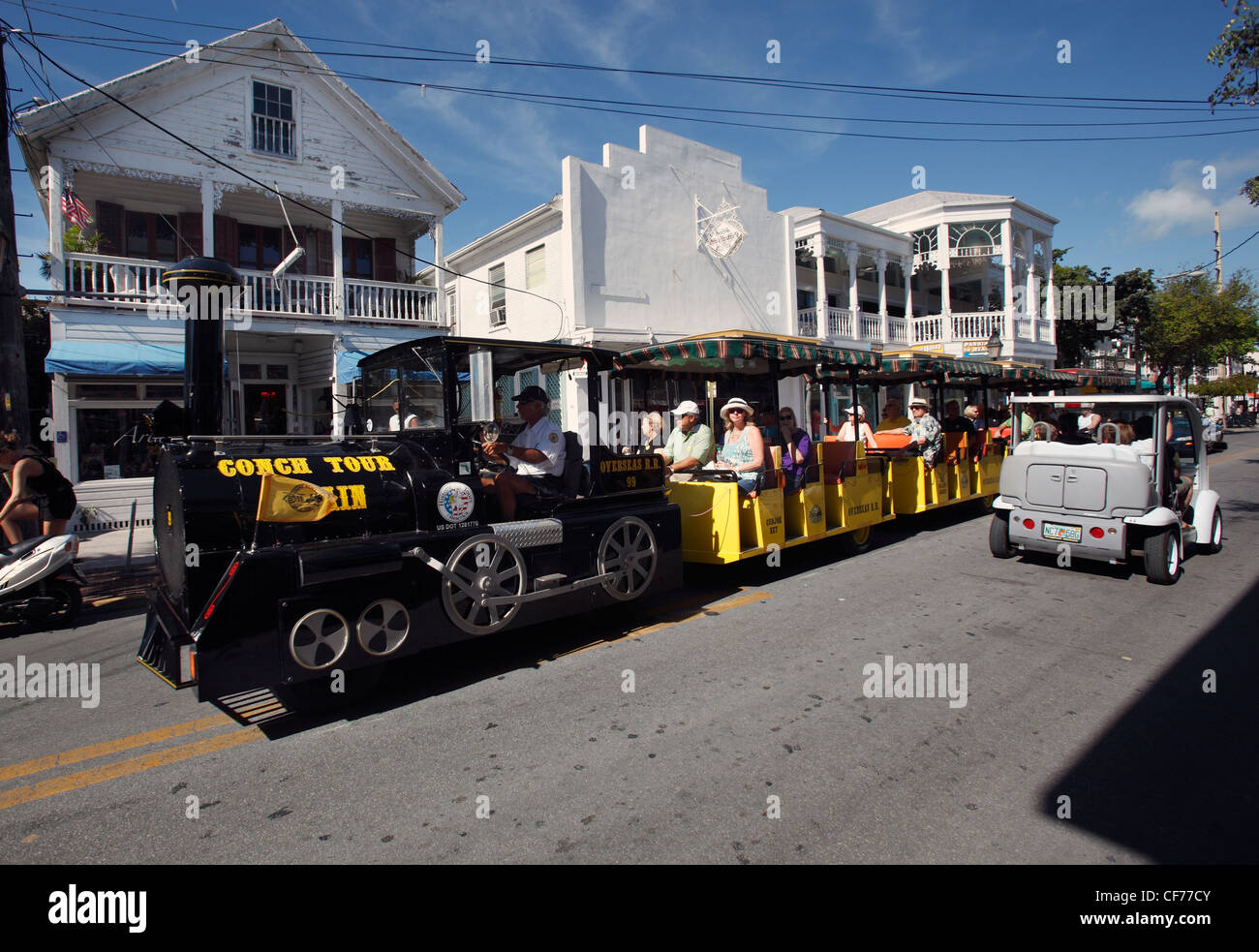 Tourist-Wagen auf der Duval Street, Key West, Florida Stockfoto