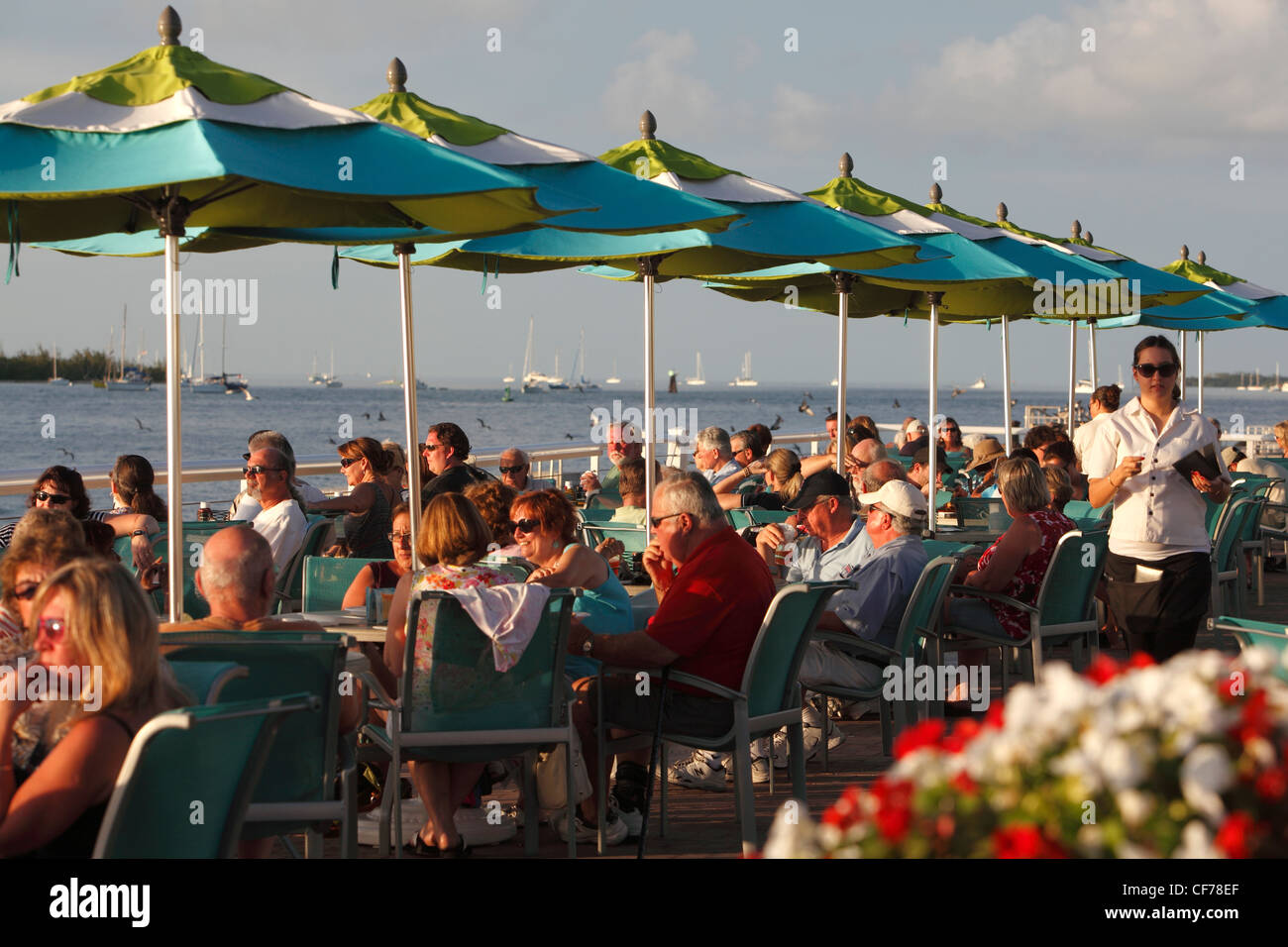 Außengastronomie an der Uferpromenade, Mallory Square, Key West, Florida Stockfoto