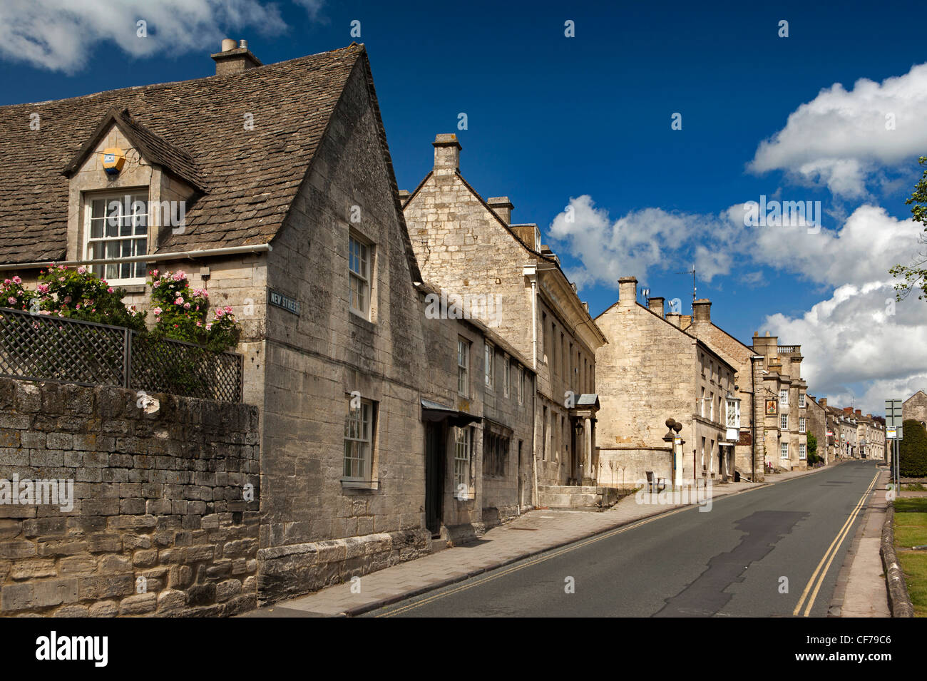 UK, Gloucestershire, Stroud, Painswick New Street, Cotswold Steinhäuser Stockfoto