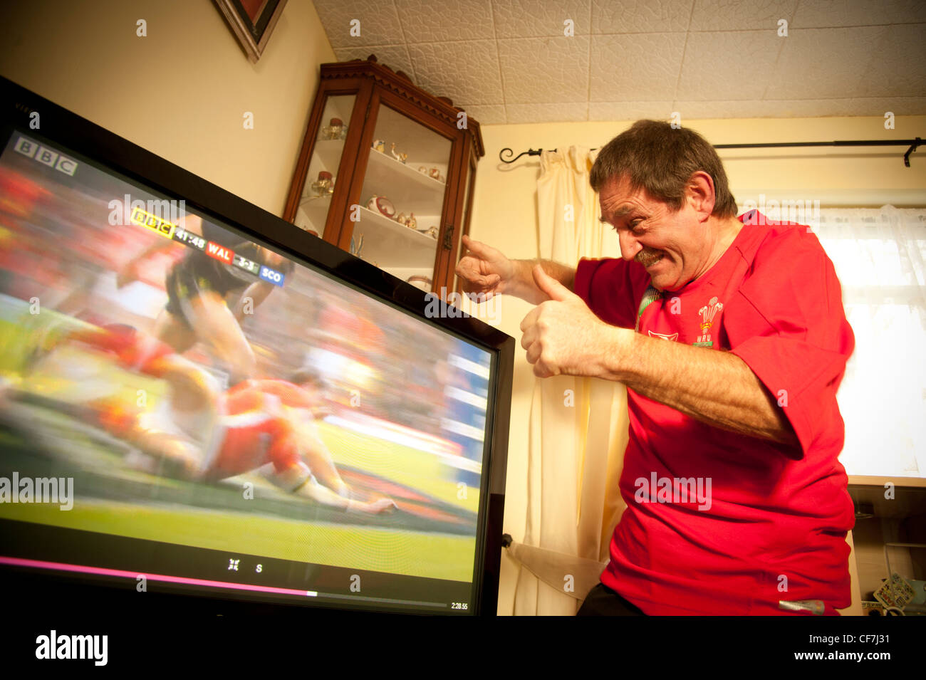 BRIAN JONES, Aberystwyth, eine YouTube-Sensation nach einem Video von ihm schwören, während gerade die Wales Rugby spielen virale, ging UK Stockfoto
