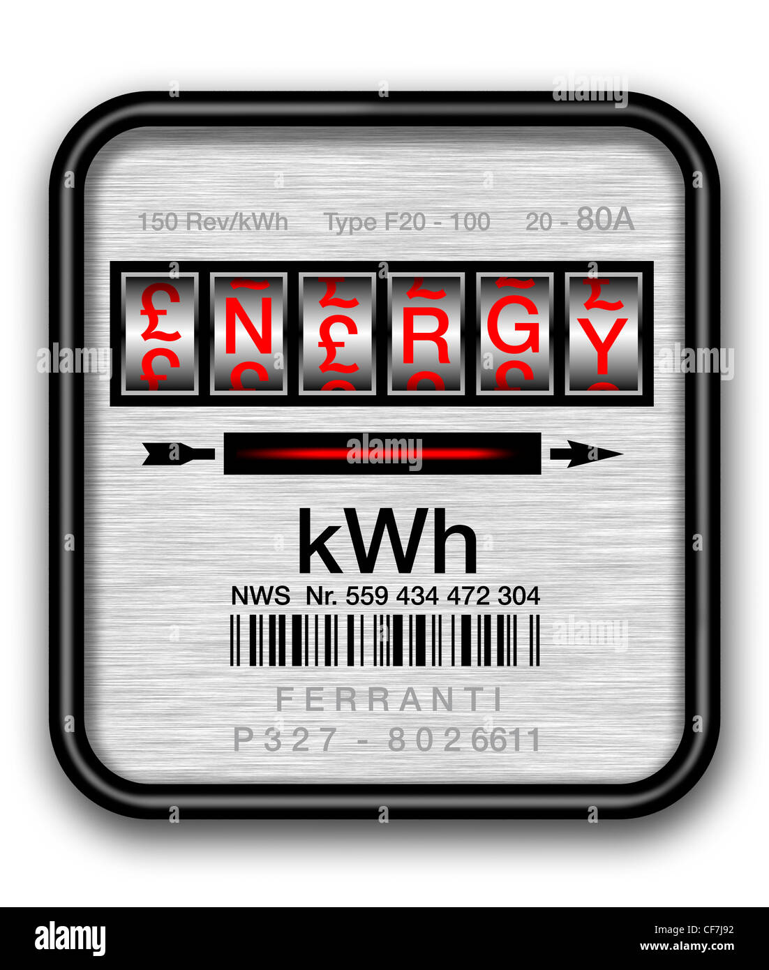 Strom-Zählerstand Energie Stockfoto