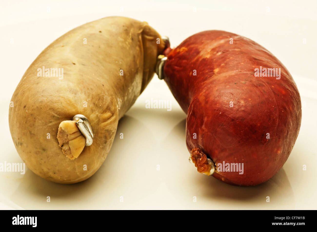 Blutwurst und Leberwurst Stockfoto