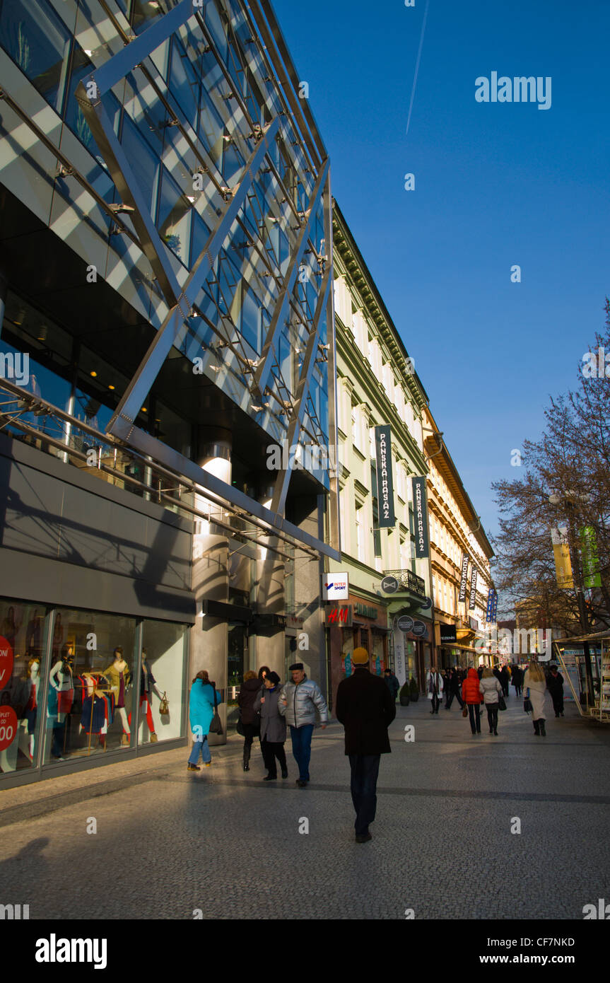 Na Prikope Fußgängerzone Einkaufs Straße Nove Mesto Neustadt Prag Tschechische Republik Europa Stockfoto