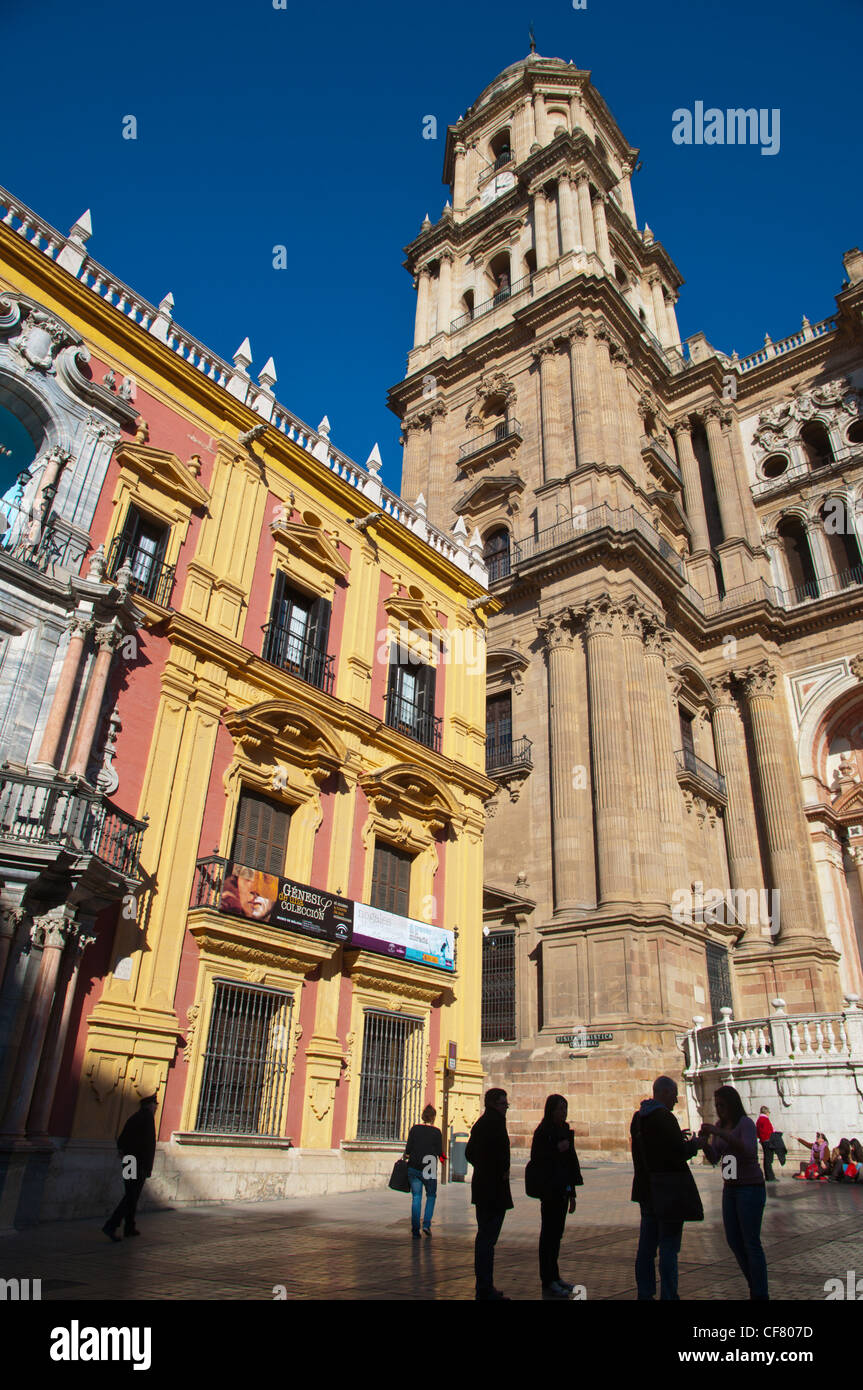 La Cathédrale de l'Incarnation de Málaga Kirche entlang der Calle Molina Lario Street am Plaza del Obispo square Altstadt Malaga Stockfoto