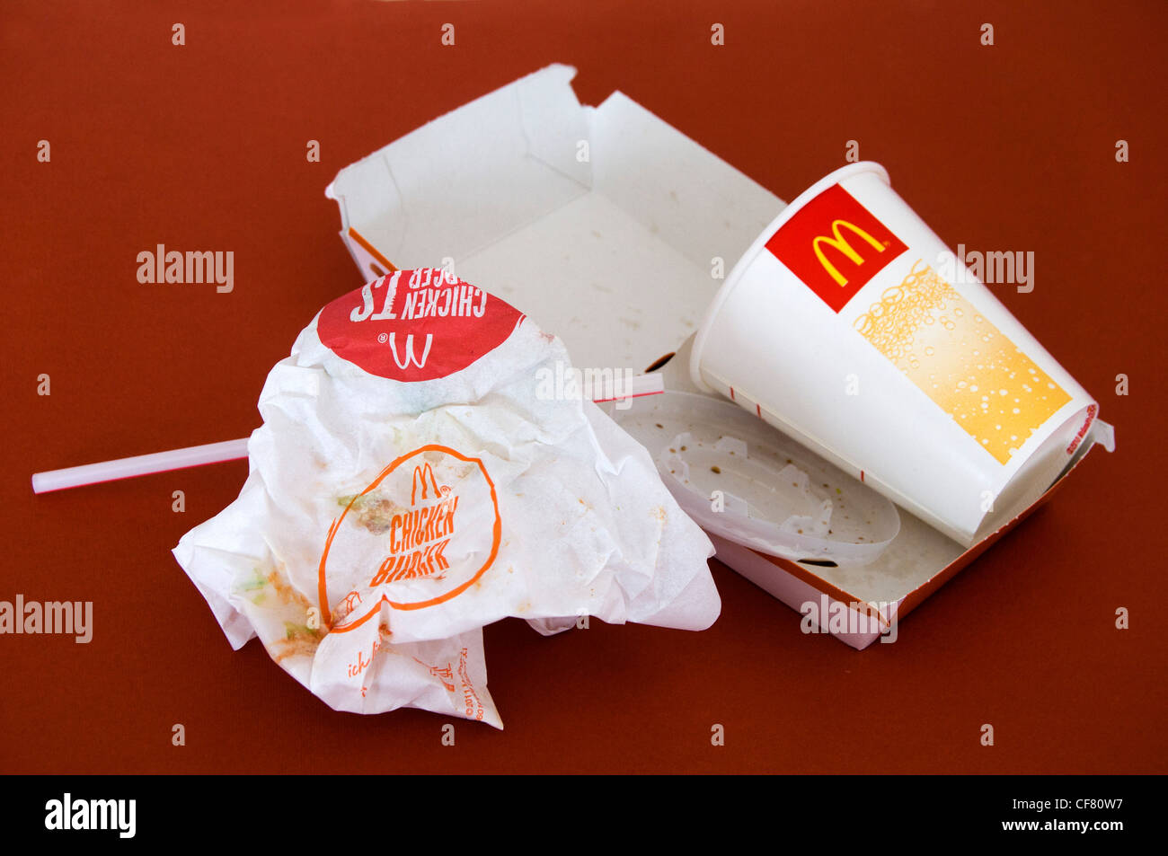 MacDonalds Lebensmittel- und Getränkeindustrie verschwenden Stockfoto