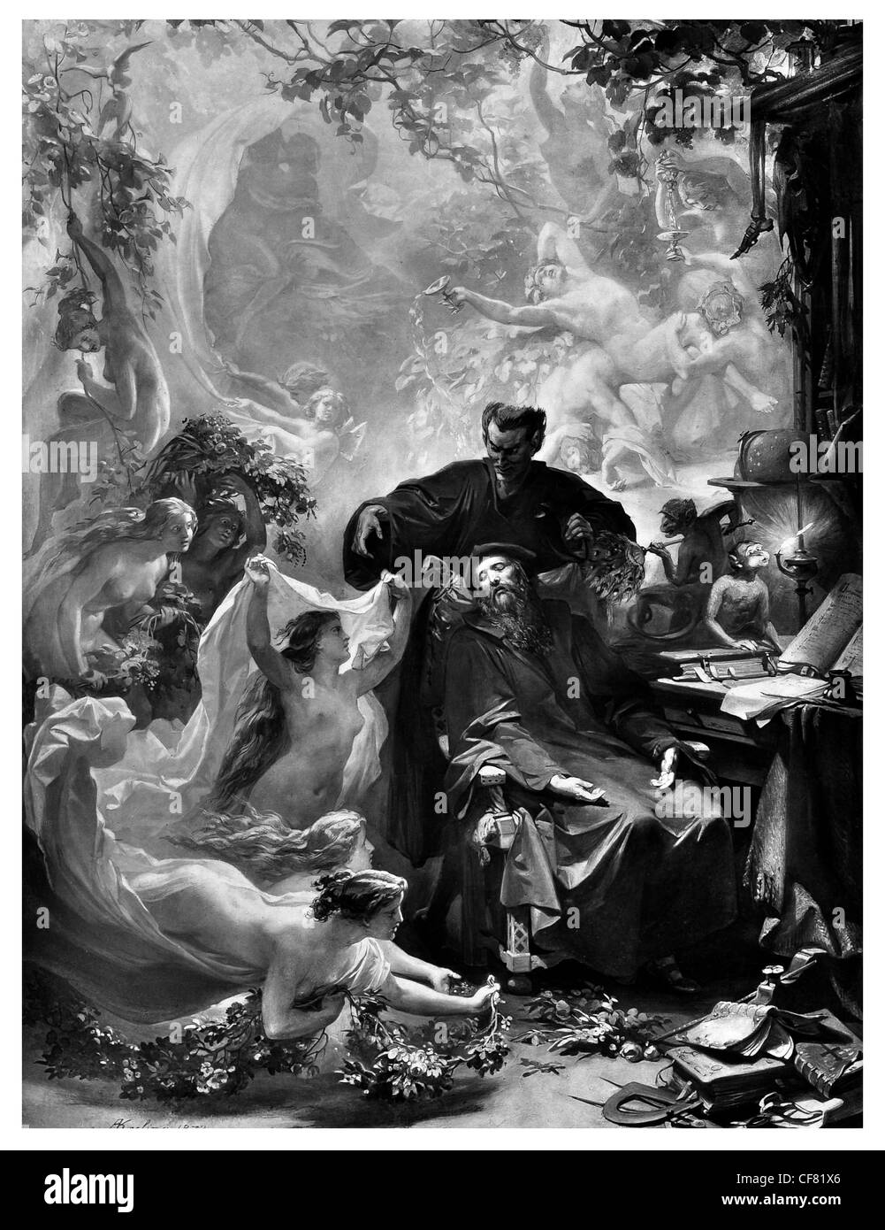 Faust Johann Wolfgang von Goethe A Tragödie 1870 Kostümen magische magische Geschichte Legende Mythos Geschichte Drama Theater Gesetzes Charakter Stockfoto