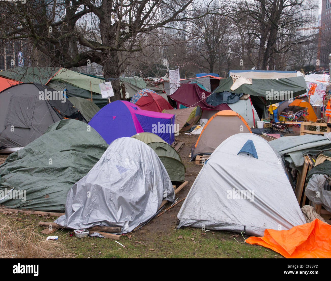 Website des Protest-Standort außerhalb der Europäischen Zentralbank (EZB)-zentrale in Frankfurt am Main Deutschland besetzen Frankfurt Stockfoto