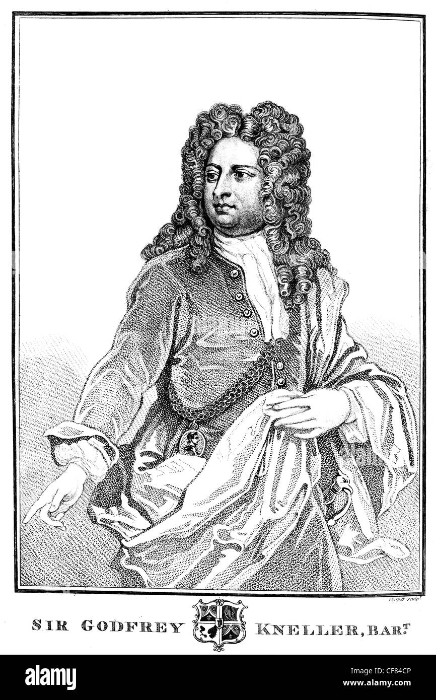 Sir Godfrey Kneller 1st Baronet 1646 1723 Portrait Maler Künstler Gericht britischen Monarchen Charles II George I der chinesischen Bekehrte Stockfoto