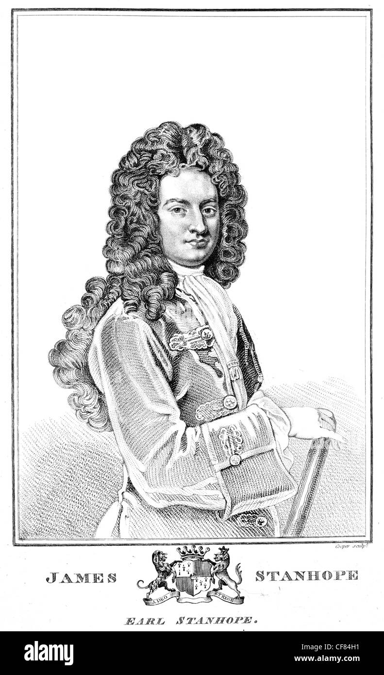 James Stanhope 1. Earl Stanhope PC 1673 1721 britischer Staatsmann Soldat Hauptminister Krieg des spanischen Erbfolge Gouverneur Stockfoto