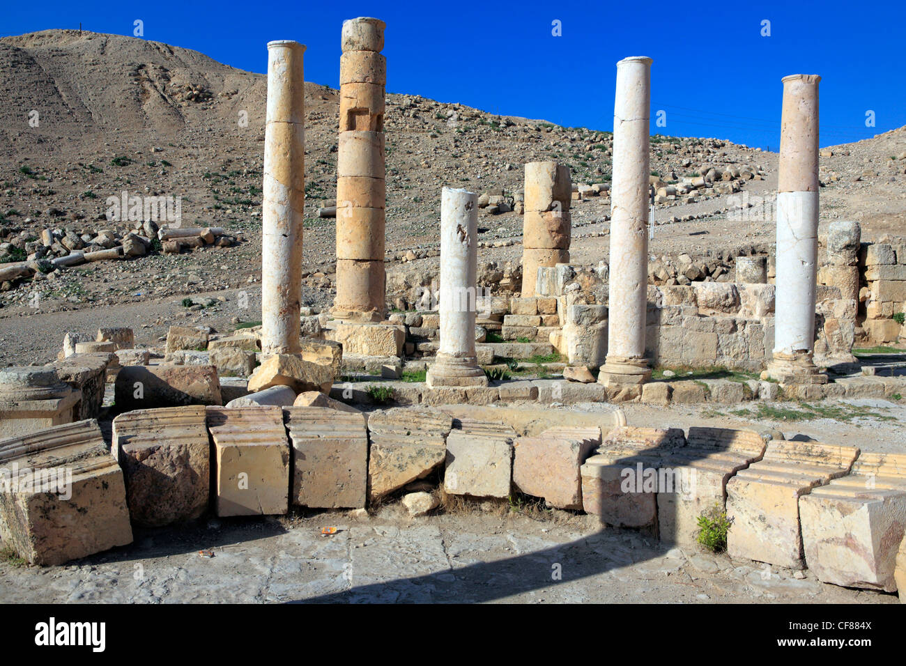 Nahost, Middle Eastern, Jordan, Jordanien, Spalte, Spalten, Architektur, bauen, byzantinischen, Kirche, Ruine, Ruinen, 6. Cen Stockfoto