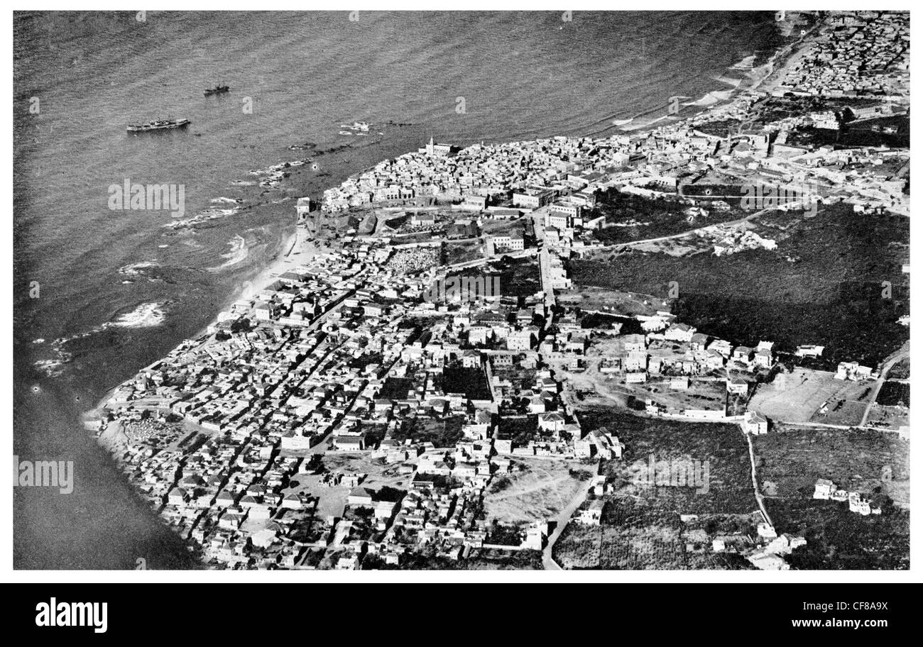 1926 Jaffa Jerusalem Seehafen der Heiligen Stadt Israel Luftbild Stockfoto
