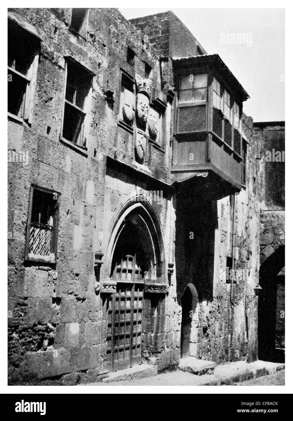 1926-Straße des mittelalterlichen Rittern Rhodos moslemischen Harem Fensters Stockfoto