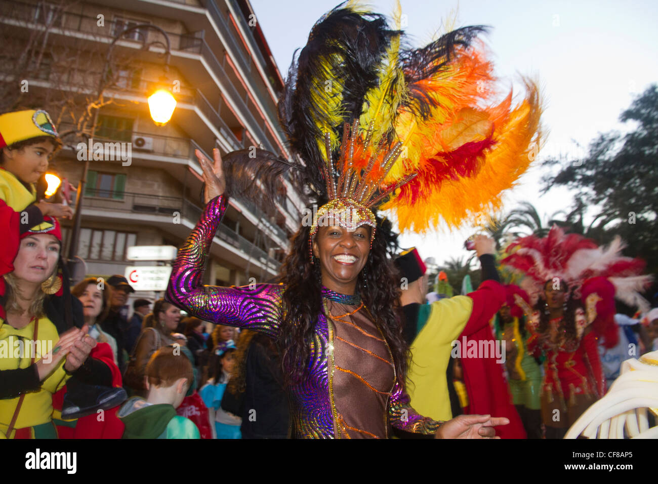 Fiesta Karnevalskostüm Hispanic Parade Mallorca-Mallorca-Spanien Stockfoto