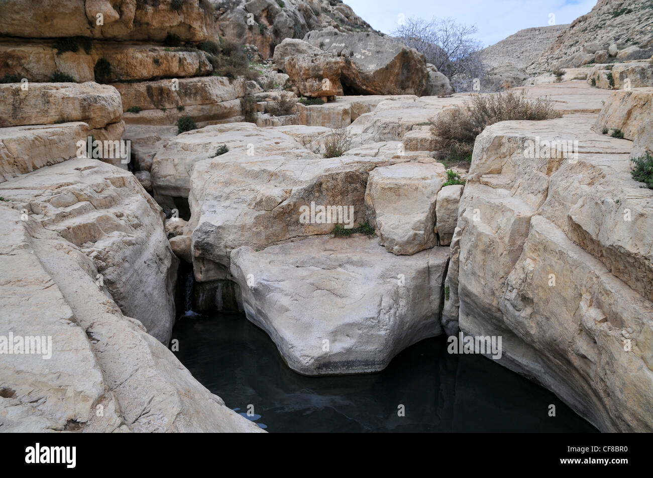 Israel, Jordan-Tal Wadi Qelt (Wadi Perat) Offroad Wandern Stockfoto