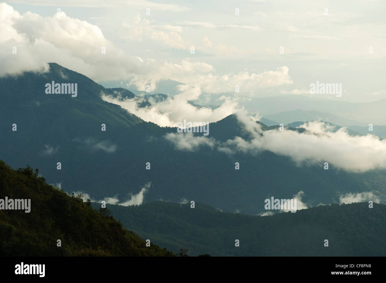 Elk208-2318 Thailand, Doi Inthanon Nationalpark, königlichen Chedis Berglandschaft Stockfoto
