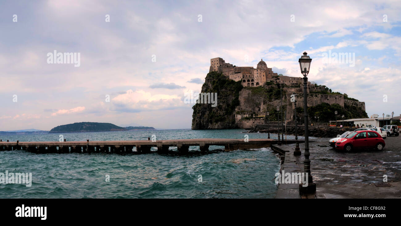 Panorama der Aragonesen Burg, Naples Stockfoto