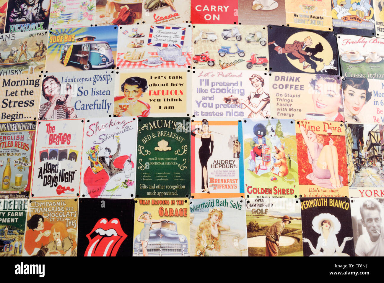 Vintage-Stil Zinn Werbung Schilder Stockfoto